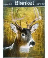 Hunting Buck Deer in Forest of Trees Soft Fleece Throw - $15.88
