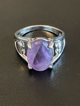 Purple Amethyst S925 Stamped Silver Plated Heart Woman Ring Size 8 - £11.74 GBP