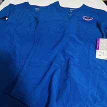 2 Womens Medium Blue Scrub Top Supreme V Neck Scrubstar  Electric Blue (2-pack) - £22.13 GBP