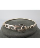 Bracelet Sterling Silver Rose Flower Leaf Open Work Hinged Bangle 9.83 G... - $733.85 MXN