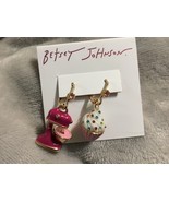 Betsey Johnson Mismatched Cupcake &amp; Mixer Pink &amp; White Goldtone Earrings - $40.61 CAD