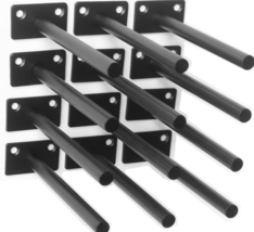 8 Pcs 6&quot; Black Solid Steel Floating Shelf Bracket Blind Shelf Supports - Hidden  - £16.44 GBP