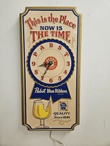Vintage 1979 Pabst Blue Ribbon Beer Sign Clock Now is the Time 24&quot; Tall ... - €76,23 EUR