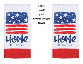 KAY DEE DESIGNS &quot;Home of Free&quot; R7254 Two Dual Purpose Terry Towels~16&quot;x2... - £12.60 GBP