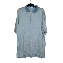 Peter Millar Polo Shirt Size XL Mens Light Blue White Striped Golf Pullover - £12.74 GBP