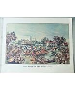 HIGH WATER IN THE MISSISSIPPI Black Americana Currier &amp; Ives Color Print... - £4.73 GBP