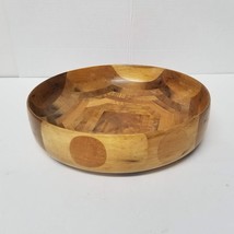 10&quot; Parquet Wood Bowl Round DAMAGE NEEDS GLUED/REPAIRED - $12.87