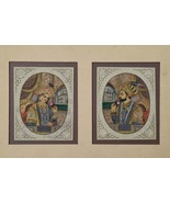 Mughal king and queen portrait miniature painting handmade on Faux Ivory... - £135.21 GBP