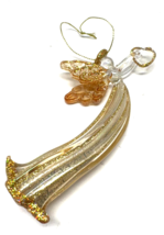 Crystal Gold Glitter Angel Floating with Heart 6&quot; Long Ornament - $278.74 MXN