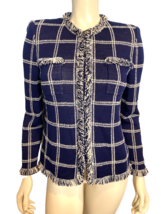 St. John Collection by Marie Gray Navy &amp; White Checked Zip Front Jacket ... - $142.49