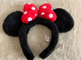 Disneyland Minnie Mouse Black Fleece Red Bow Headband Halloween - £9.63 GBP
