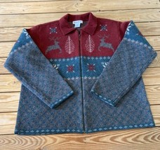 Robert Scott Men’s Lambswool Zip Front cardigan size L Brown red AD - $24.65