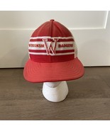 VTG 70s/80s Wisconsin Badgers Red AJD SuperStripe Trucker Hat W/ Pony Ta... - $35.00