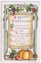 Holiday Postcard Embossed Thanksgiving Fruit &amp; Pumpkin - £1.73 GBP