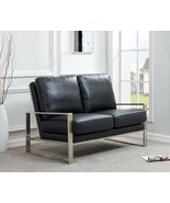LeisureMod Jefferson Leather Contemporary Silver Frame Modern Living Roo... - $1,292.62