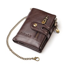 New Men Wallets PU Leather Short Card Holder Chain Luxury Brand Men&#39;s Purse High - £59.32 GBP