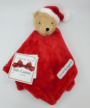 Blankets &amp; Beyond Red Christmas Bear Santa Hat Baby Security Blanket Lov... - £15.77 GBP