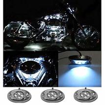 OCTANE LIGHTING 3Pc White Led Chrome Modules Motorcycle Chopper Frame Neon Glow  - £6.62 GBP