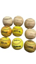 Lot 9 Used Regulation 12&quot; Yellow and White Practice Softballs FREE SHIPPING - £16.99 GBP