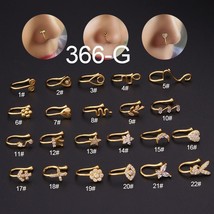 2022 New 1Pcs  Zircon Heart Clip On Nose Ring Star Moon Fake Nose Piercing Clip  - £9.42 GBP