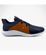 PUMA Ignite Fasten8 Crafted Navy Gold Leather Brown Mens Waterproof Golf... - £52.62 GBP