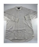 Ralph Lauren Shirt Mens Medium White Blue Gray Striped Bonnard 100% Cotton - $17.60