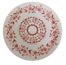 Vtg Harmony House Melmac Styled by Bernadotte Dinner Plate White w/ Red Flowers - £9.43 GBP