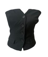 Sincerely Jules Black Corset Vest Sz M Sleeveless Stretchy Back Faux Poc... - $18.88
