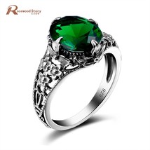Charms 925 Sterling Silver Jewelry Ring Flower Green Rhinestone Vintage Crystal  - £36.76 GBP