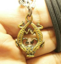 Duo Gecko with money bag Thai blessed amulet wealth lucky rich pendant talisman  - £23.54 GBP