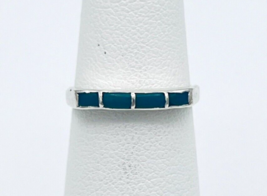 Vintage 70&#39;s Southwestern Sterling Silver Stone Inlay Band Ring Size 4.75 - £15.73 GBP