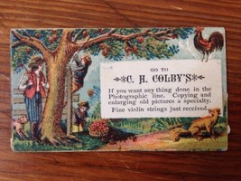Antique Victorian Business Trade Card CH Colbys Photography &amp; Violin Str... - £97.73 GBP