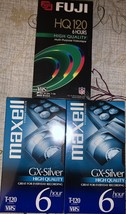 Lot Of 3 High Quality Blank Vhs Tapes Sealed 2 Maxell T-120 , 1 Fuji Hq 120 - £7.43 GBP