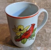 Red Cardinal On Branch With Yellow Flower Mug - $171.85 MXN