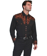 Men's Western Shirt Long Sleeve Rockabilly Country Cowboy Copper Floral ... - $90.97