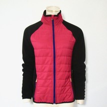 Ralph LAUREN Puffer Jacket Fleece Quilted PINK BLACK RL Zip Up Coat Small - $42.74