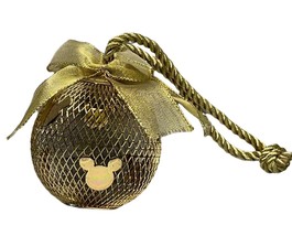 Disney Mickey Mouse Ears Christmas Tree Ornament Gold Tone Mesh Vintage 4&quot; Tall - £14.79 GBP
