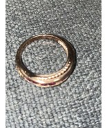 Gold Plated Sterling Silver  Red Garnet Ring  Band Marked Thailand - £11.89 GBP