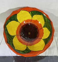 Sunflower Pottery Bowl Hand Painted Mexico Bright Colors Orange Daisy - $9.49