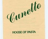 Cunetto House of Pasta Menu Magnolia Avenue St Louis Missouri 1990&#39;s - $17.82