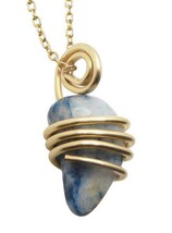 Rare Natural Lazulite Hand Forged Art Wrap Pendant Merlin&#39;s Gold #152 - €38,88 EUR
