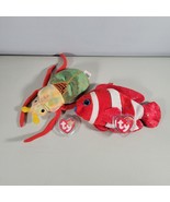 TY Beanie Baby Plush Lot Jester the Fish and Scurry the Beetle With Swin... - $12.99