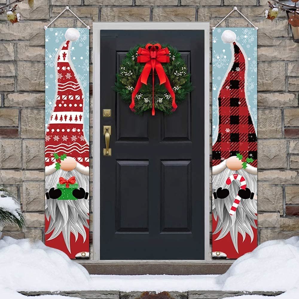 Primary image for Gnomes Porch Sign Banners Hanging Decorations - Christmas Holiday Decor For