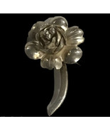 VINTAGE STERLING SILVER ROSE FLOWER BROOCH PIN MARKED 925 MEXICO Lightwe... - $38.69 CAD