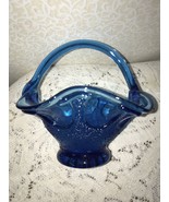 Vintage Glass Basket Empoli Murano Styl Applied Handle Handmade Italian ... - $53.10 CAD