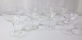 8 Crystal glasses etched bamboo leaves Wine glasses multi side stem - £39.96 GBP