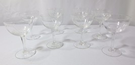 8 Crystal glasses etched bamboo leaves Wine glasses multi side stem - $50.00