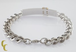 Sterling Silver and 14k Yellow Gold D&amp;B Heavy Curb Link ID Bracelet 8&quot; Long - £220.04 GBP