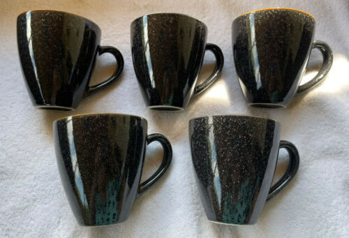Better Homes & Gardens-Coffee Cup Mugs Black Gray Speckled Outside Brown Rim 5 - $39.99