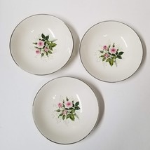 3 Royal China Inc Floral Bowl Vintage Small Berry Pink Roses Bowls Set - £6.95 GBP